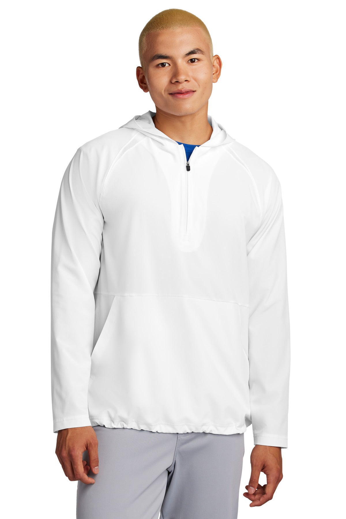 Sport-Tek Repeat 1/2-Zip Long Sleeve Hooded Jacket JST488 - White - front