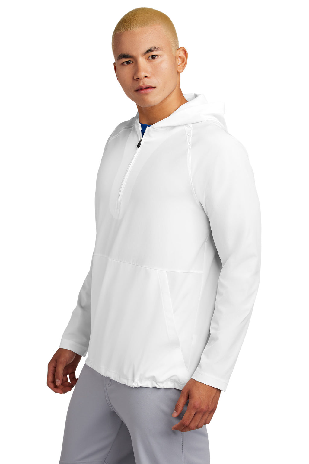 Sport-Tek Repeat 1/2-Zip Long Sleeve Hooded Jacket JST488 - White - side