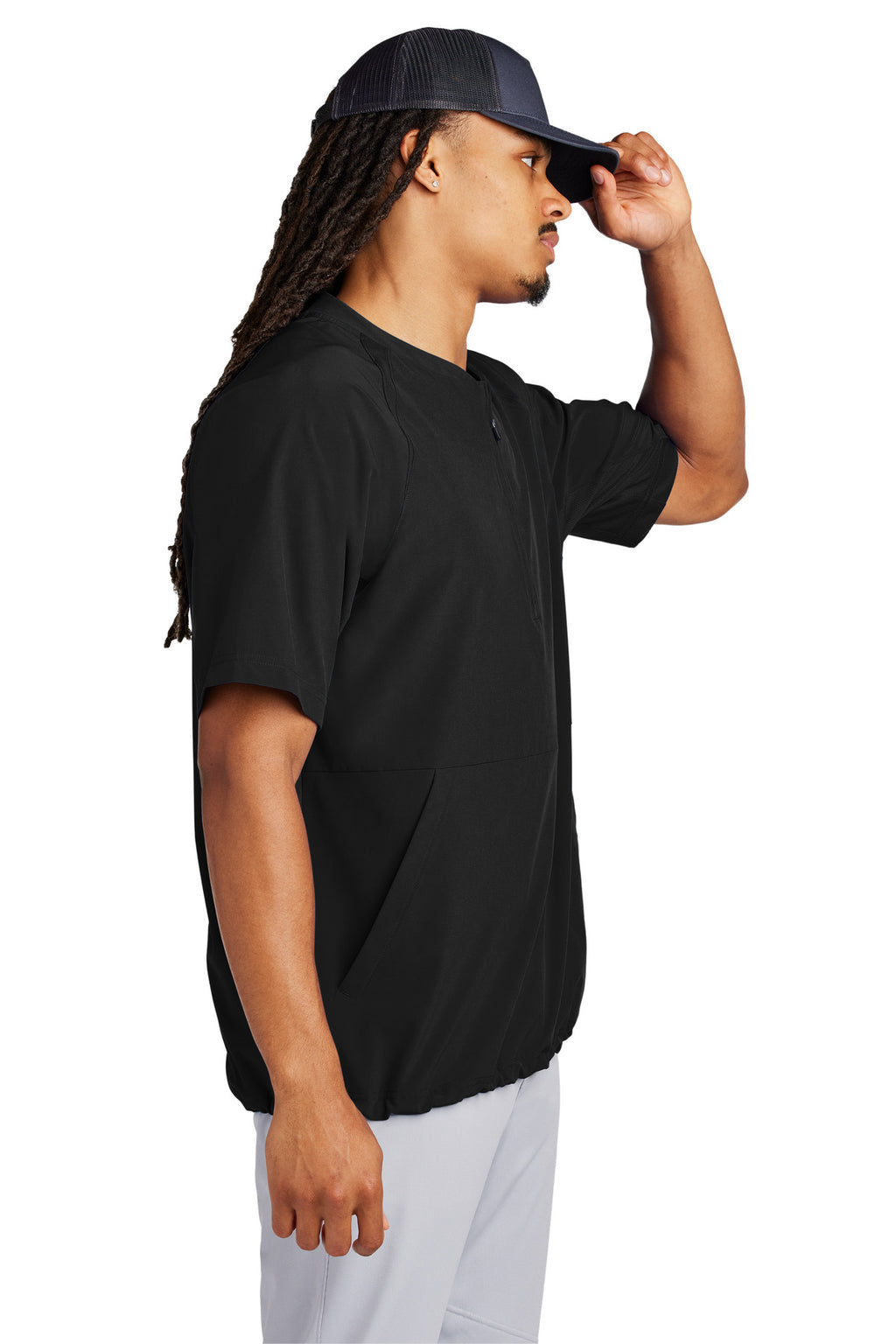 Sport-Tek Repeat 1/2-Zip Short Sleeve Jacket JST489 - Black - side
