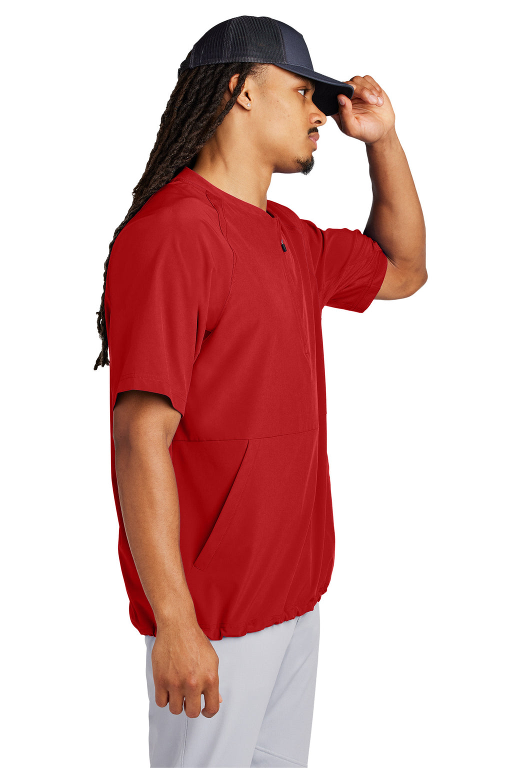 Sport-Tek Repeat 1/2-Zip Short Sleeve Jacket JST489 - Deep Red - side