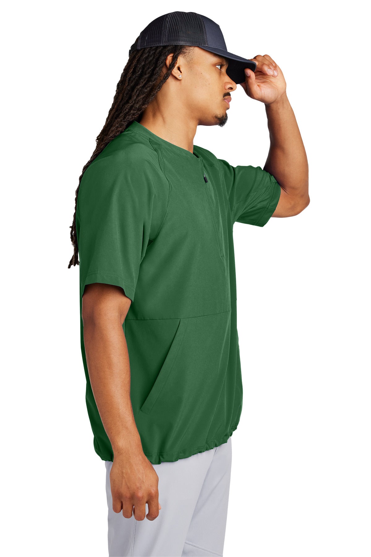 Sport-Tek Repeat 1/2-Zip Short Sleeve Jacket JST489 - Forest Green - side