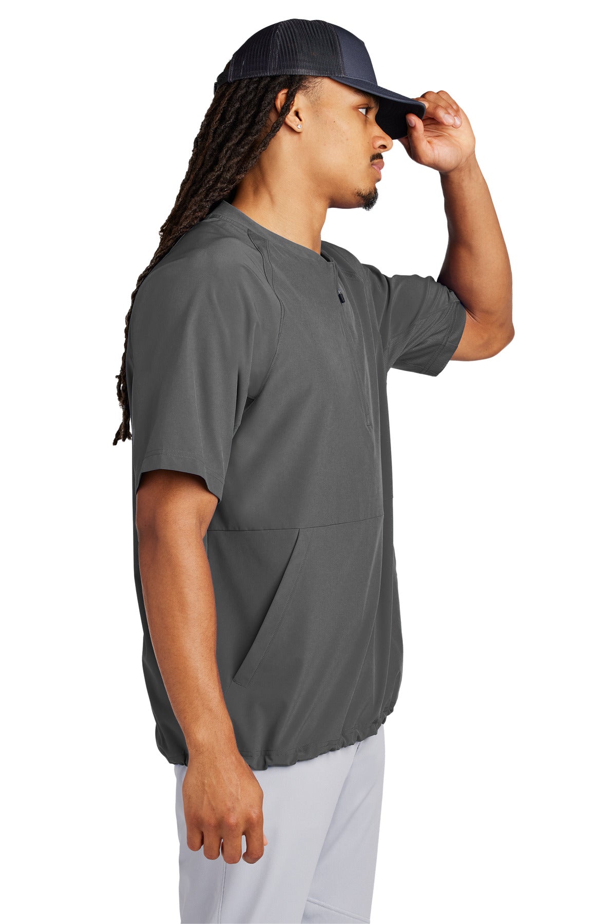 Sport-Tek Repeat 1/2-Zip Short Sleeve Jacket JST489 - Iron Grey - side