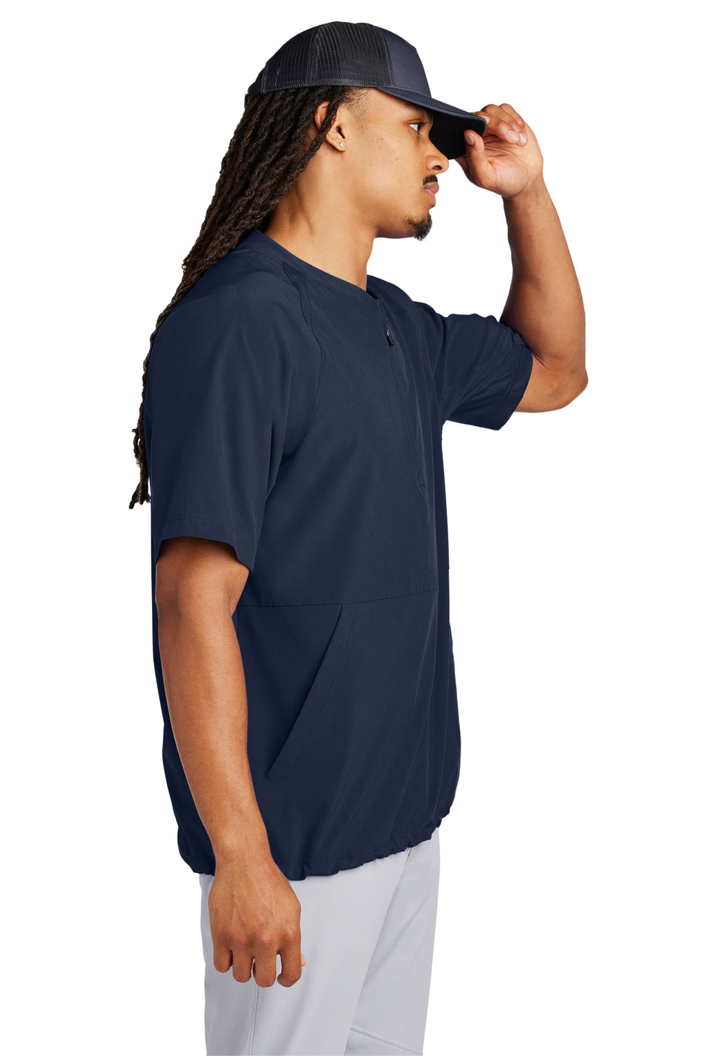 Sport-Tek Repeat 1/2-Zip Short Sleeve Jacket JST489 - True Navy - side
