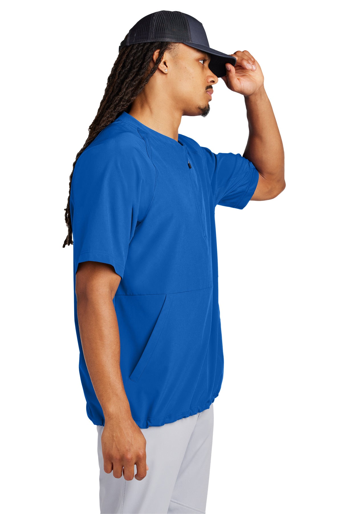 Sport-Tek Repeat 1/2-Zip Short Sleeve Jacket JST489 - True Royal - side