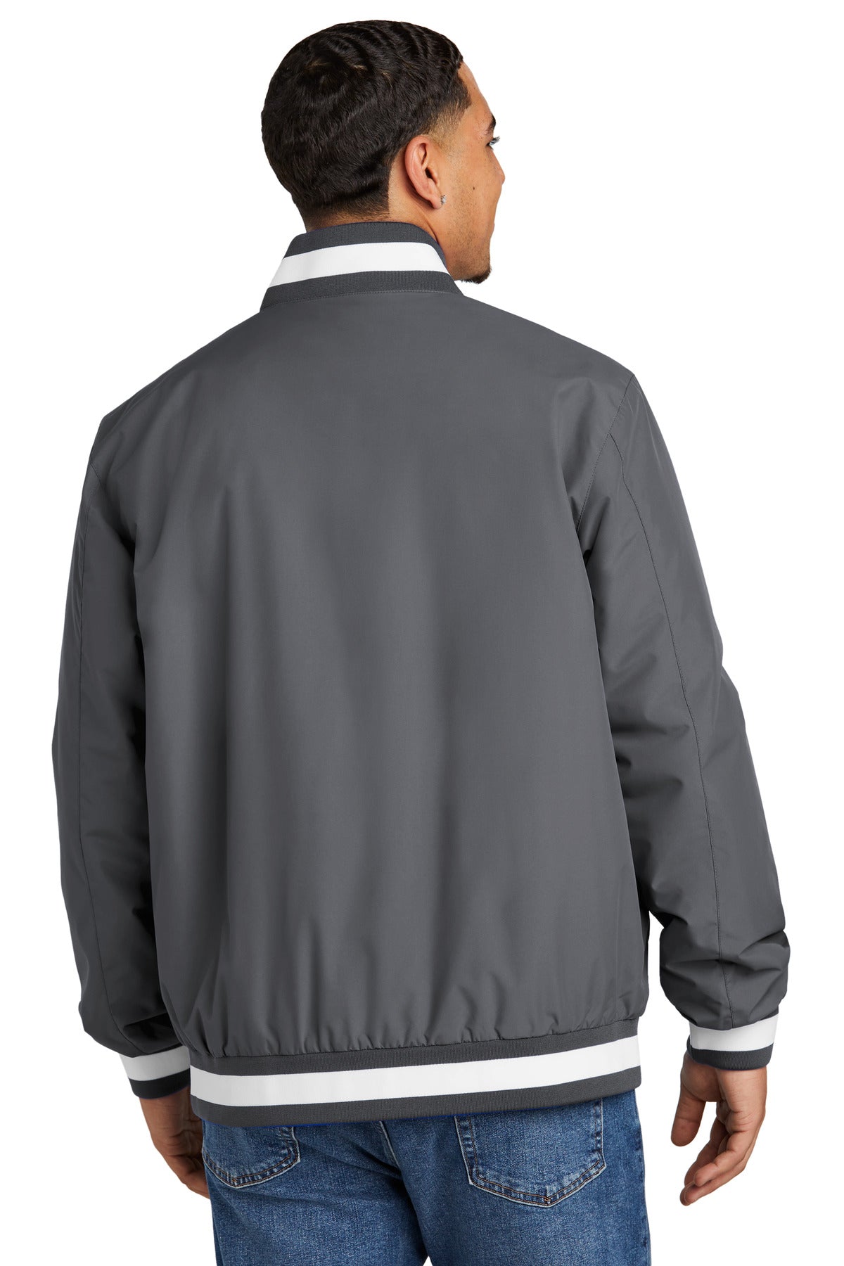 Sport-Tek Insulated Varsity Jacket JST58 - Graphite - back