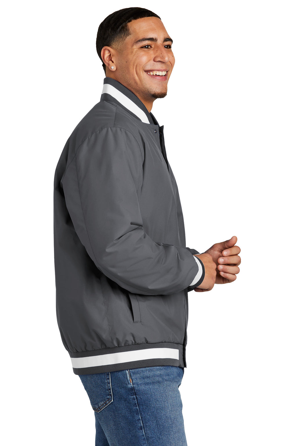 Sport-Tek Insulated Varsity Jacket JST58 - Graphite - side