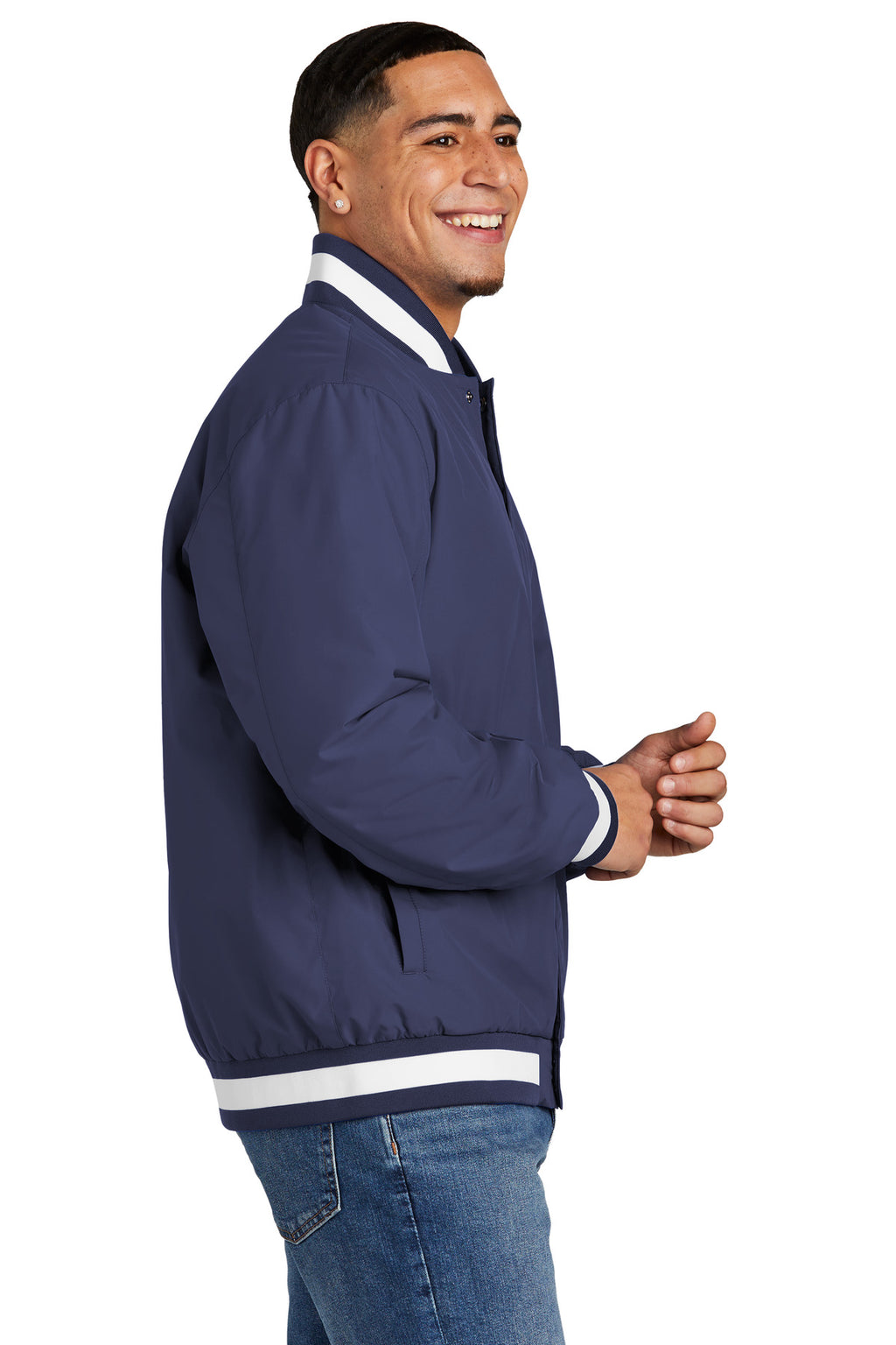 Sport-Tek Insulated Varsity Jacket JST58 - True Navy - side