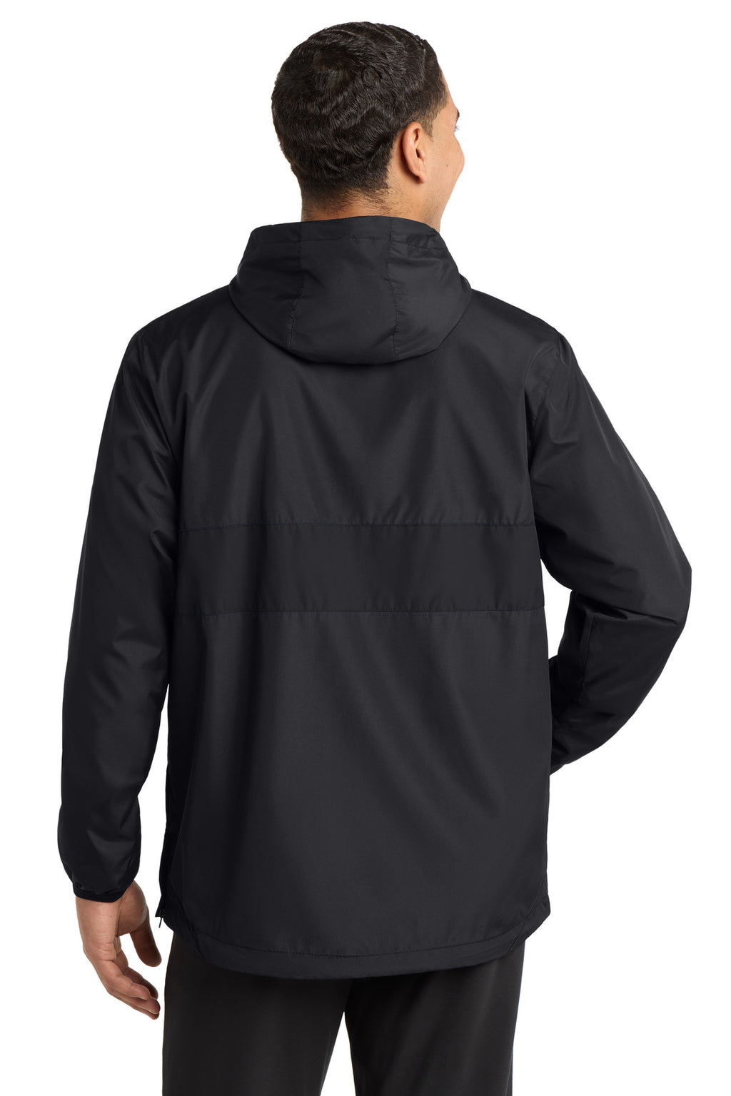 Sport-Tek Zipped Pocket Anorak. JST65 - Black/ Black - back