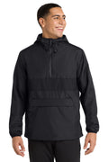 Sport-Tek Zipped Pocket Anorak. JST65 - Black/ Black - front