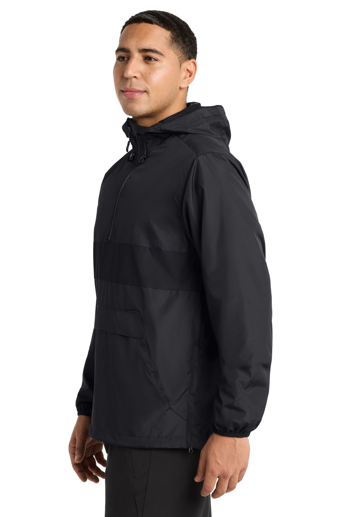 Sport-Tek Zipped Pocket Anorak. JST65 - Black/ Black - side