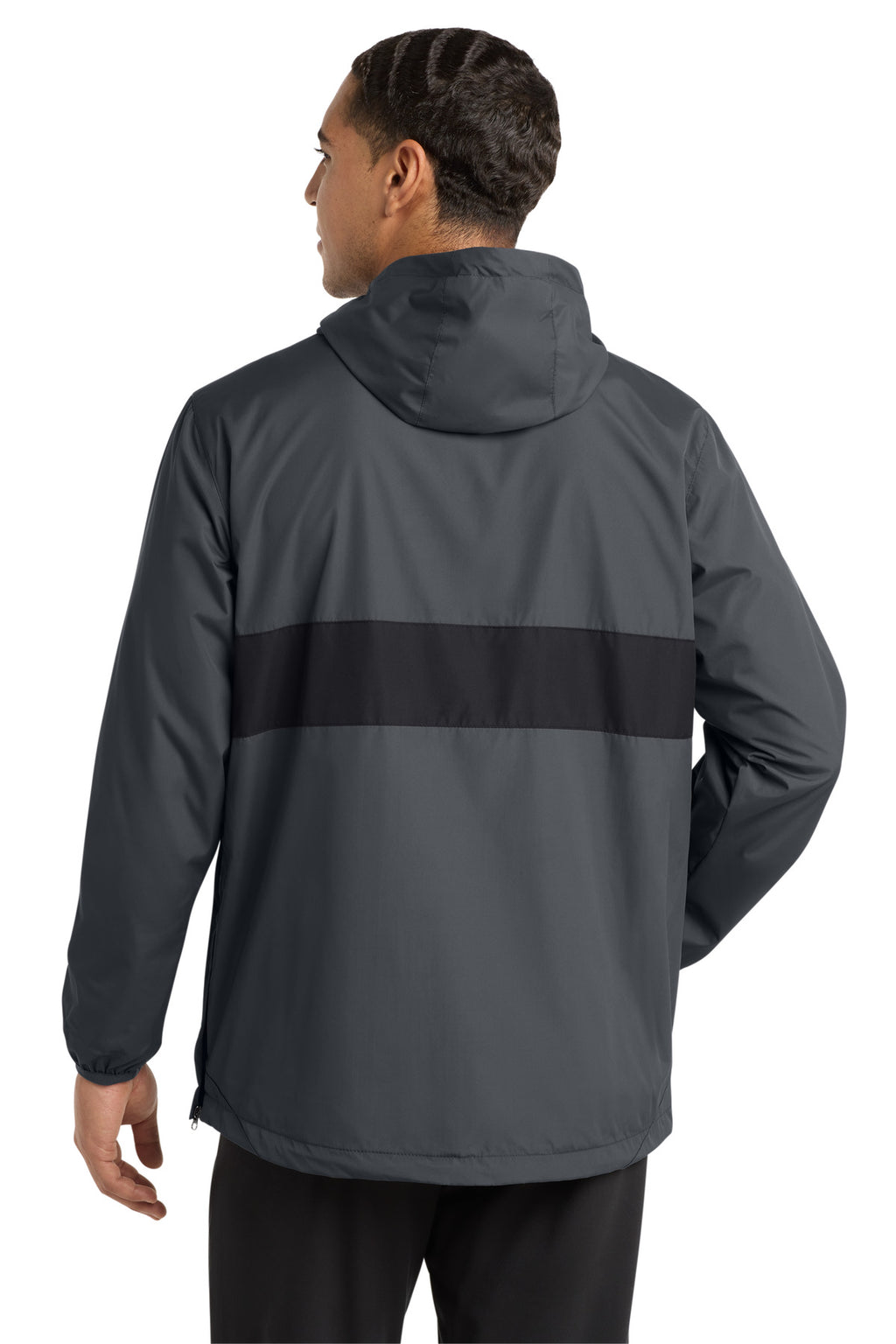 Sport-Tek Zipped Pocket Anorak. JST65 - Graphite/ Black - back