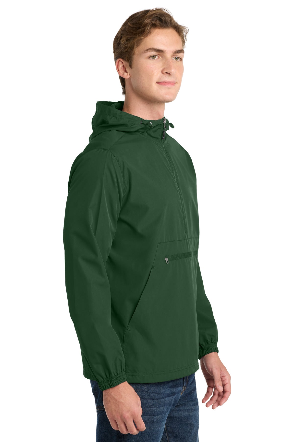 Sport-Tek Packable Anorak. JST66 - Forest Green - side