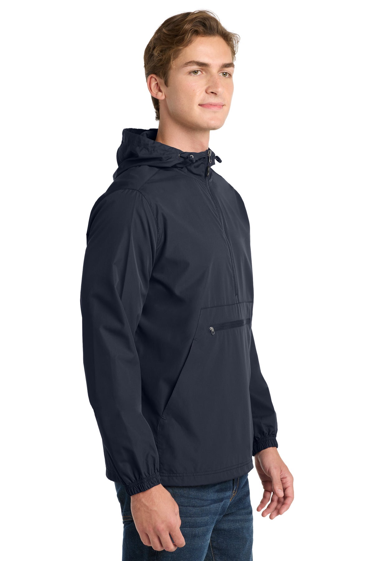 Sport-Tek Packable Anorak. JST66 - True Navy - side