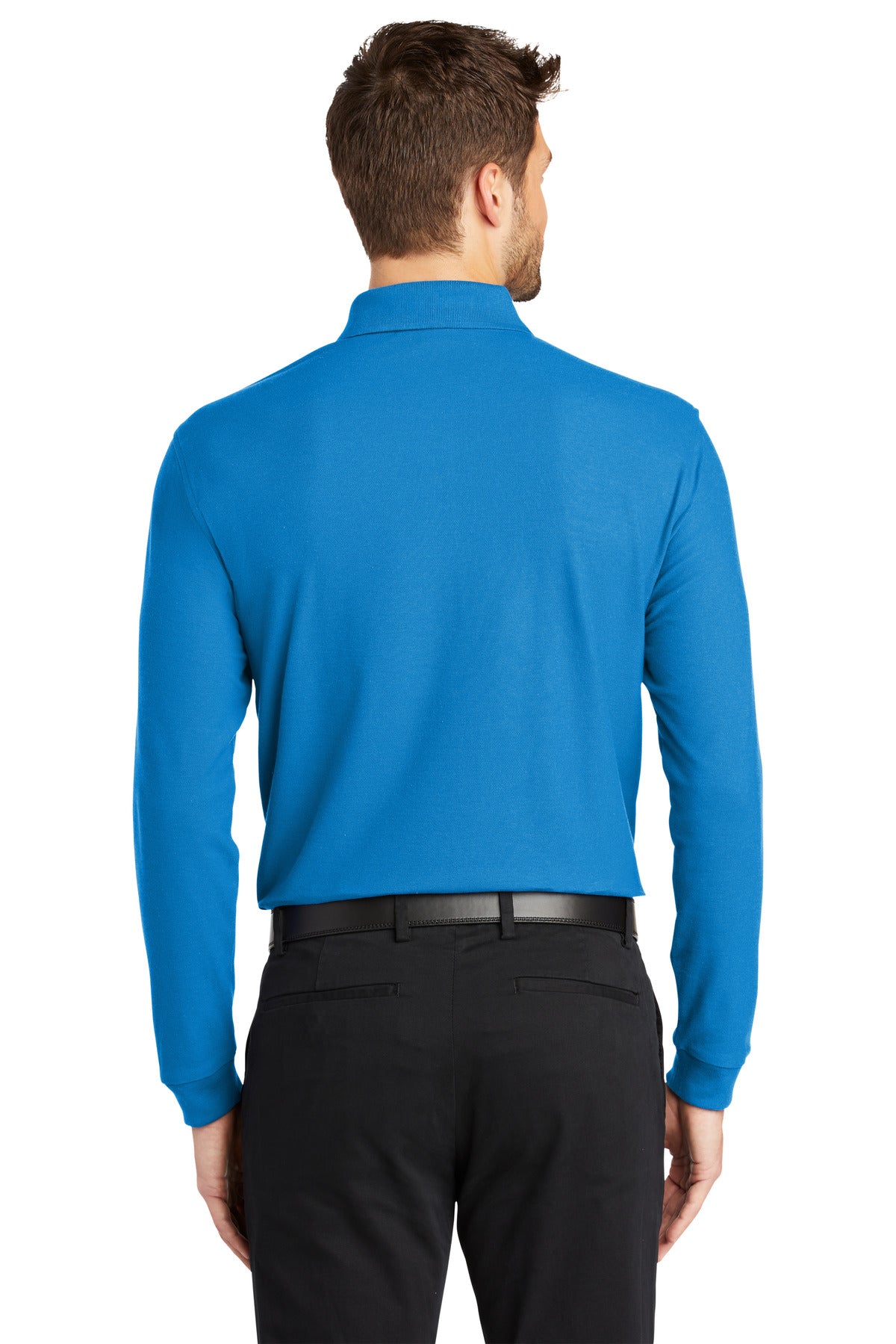 Port Authority Long Sleeve Core Classic Pique Polo. K100LS - Coastal Blue - back
