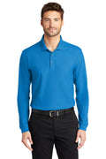Port Authority Long Sleeve Core Classic Pique Polo. K100LS - Coastal Blue - front
