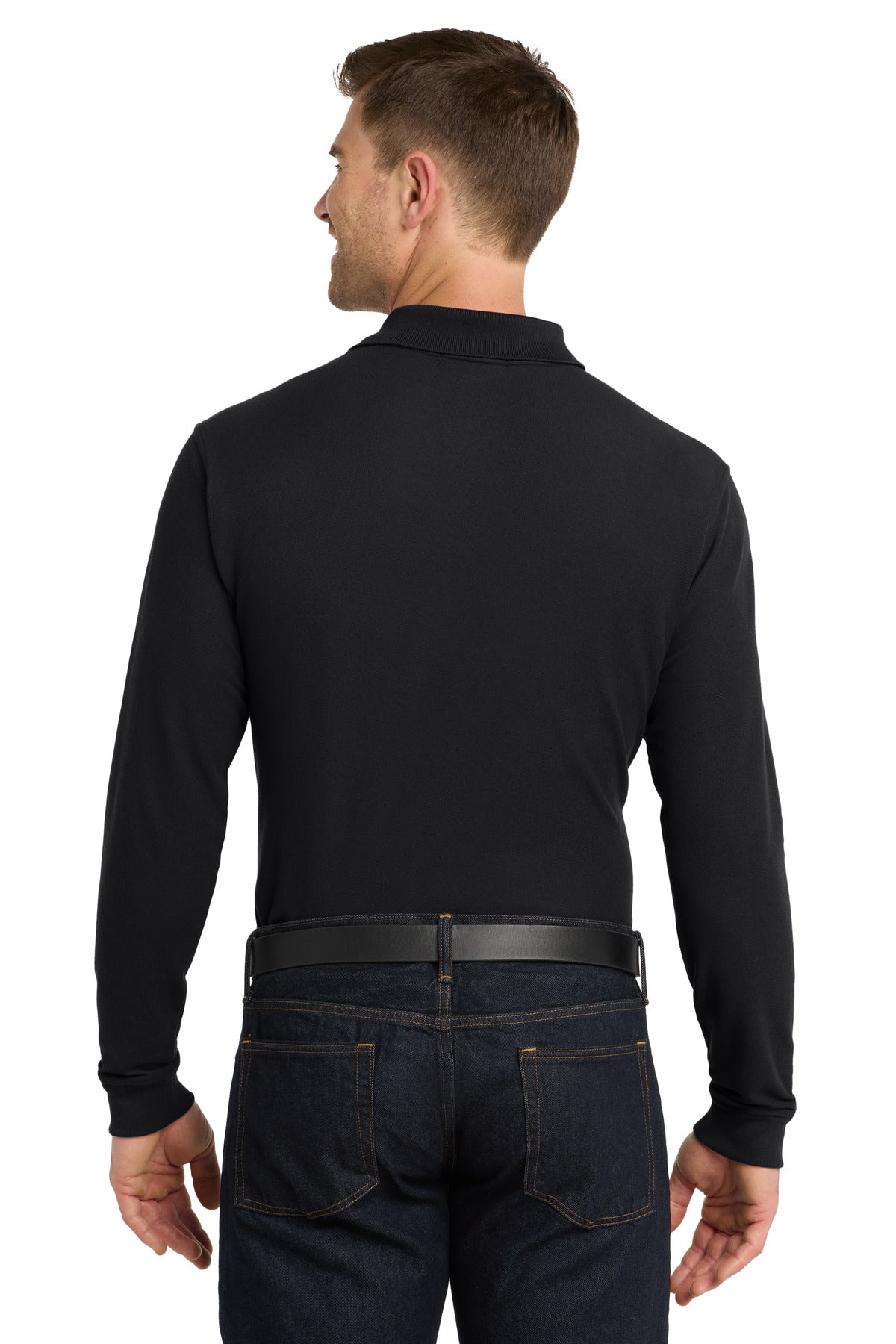 Port Authority Long Sleeve Core Classic Pique Polo. K100LS - Deep Black - back