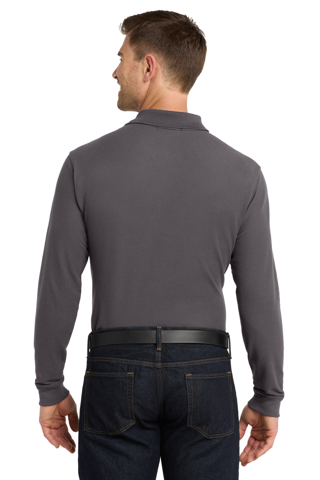 Port Authority Long Sleeve Core Classic Pique Polo. K100LS - Graphite - back