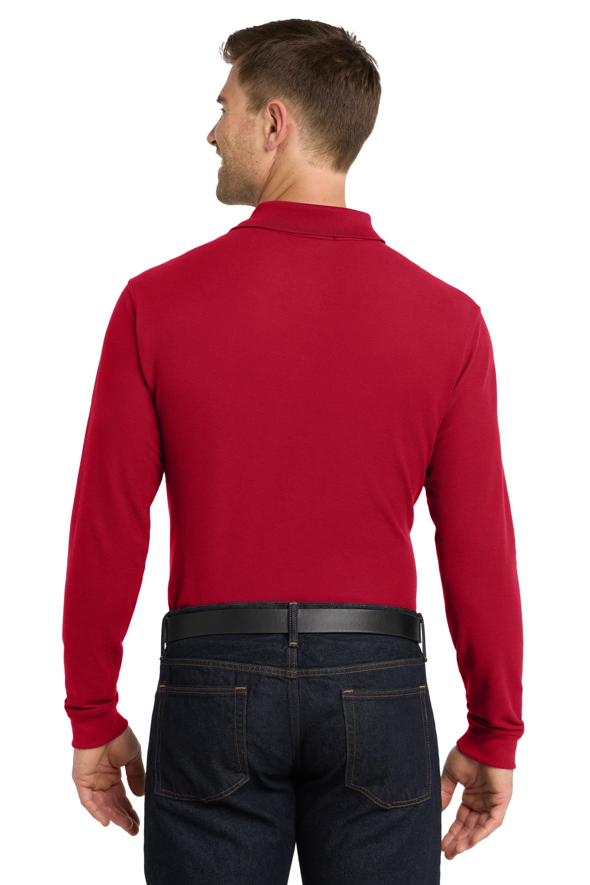 Port Authority Long Sleeve Core Classic Pique Polo. K100LS - Rich Red - back