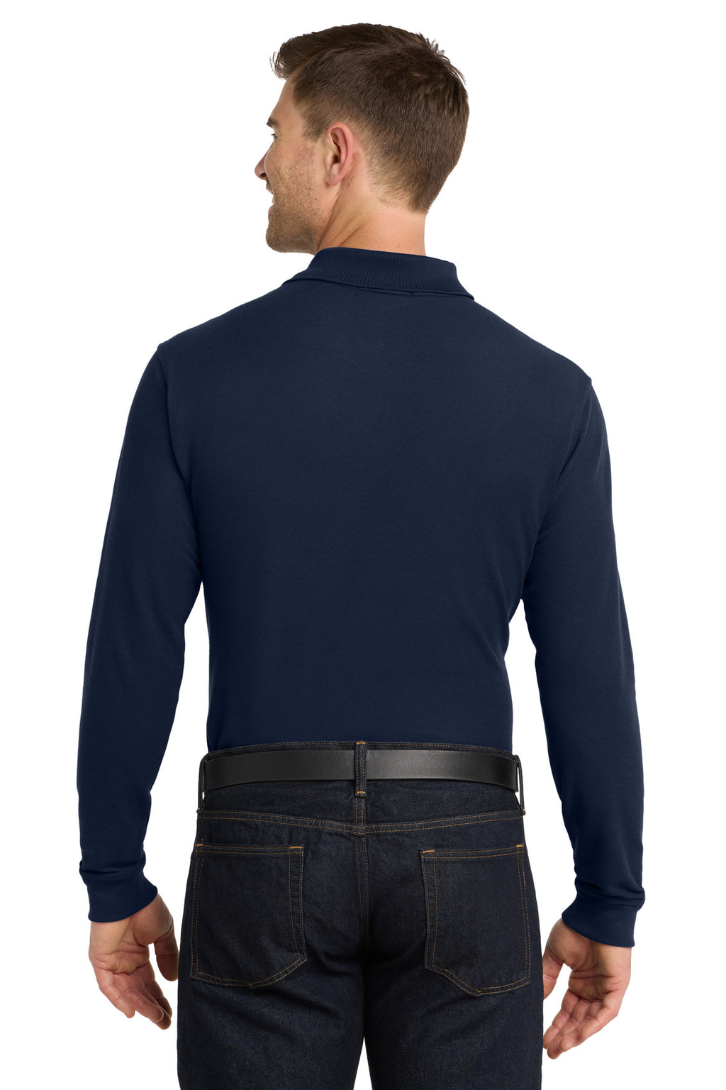 Port Authority Long Sleeve Core Classic Pique Polo. K100LS - River Blue Navy - back
