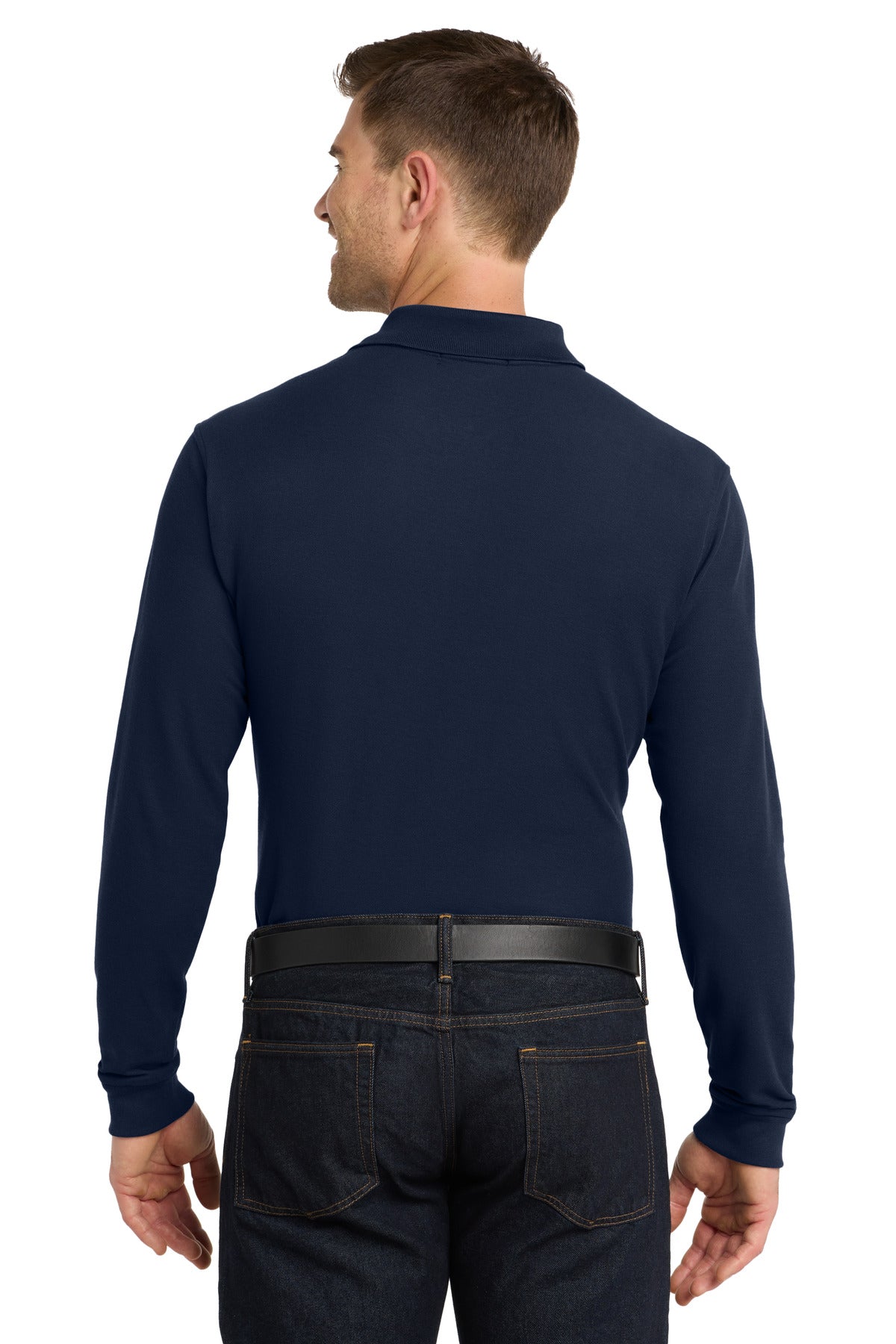 Port Authority Long Sleeve Core Classic Pique Polo. K100LS - River Blue Navy - back