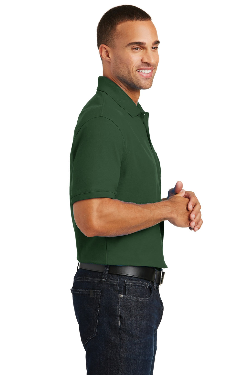 Port Authority Core Classic Pique Pocket Polo. K100P - Deep Forest Green - side
