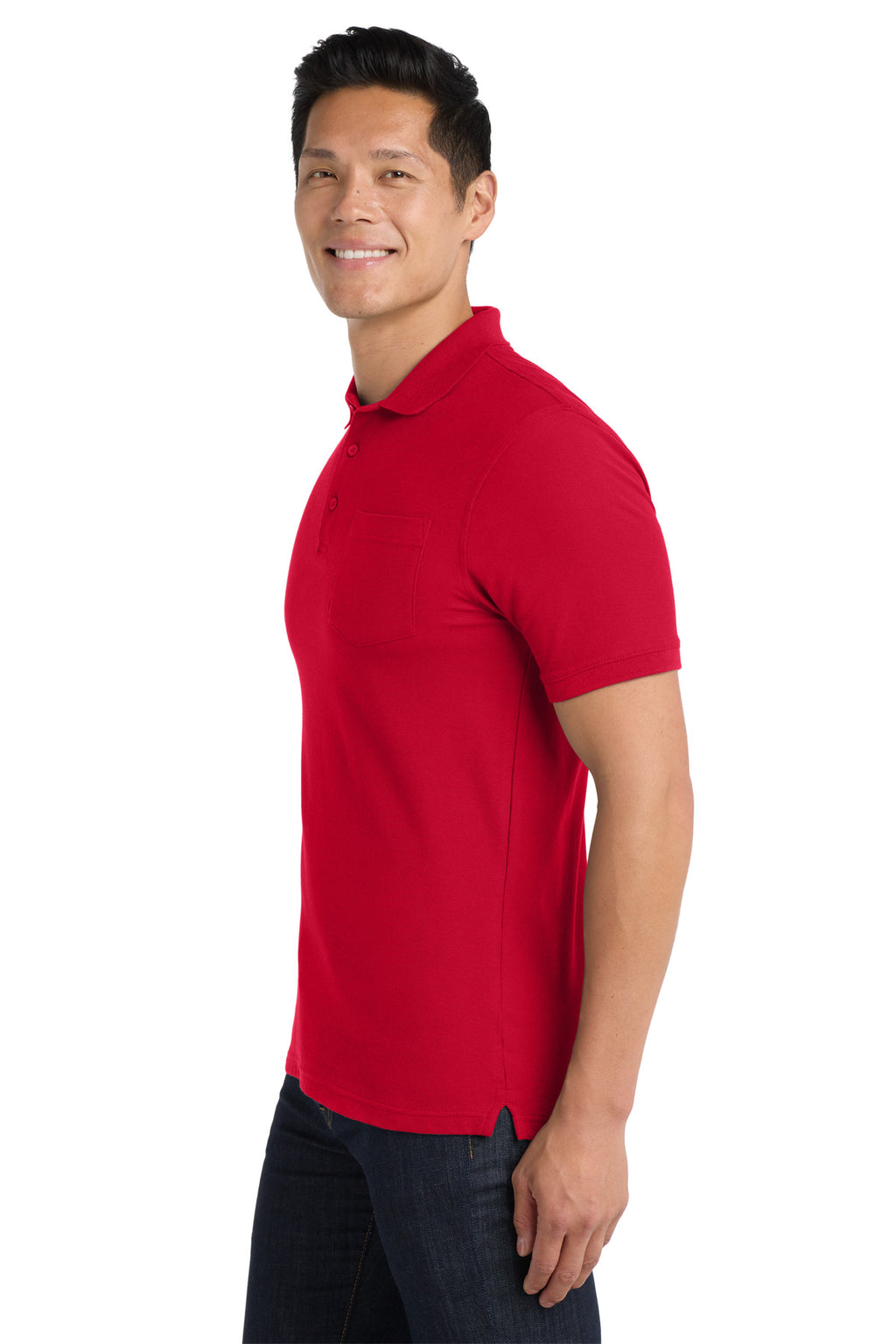 Port Authority Core Classic Pique Pocket Polo. K100P - Rich Red - side