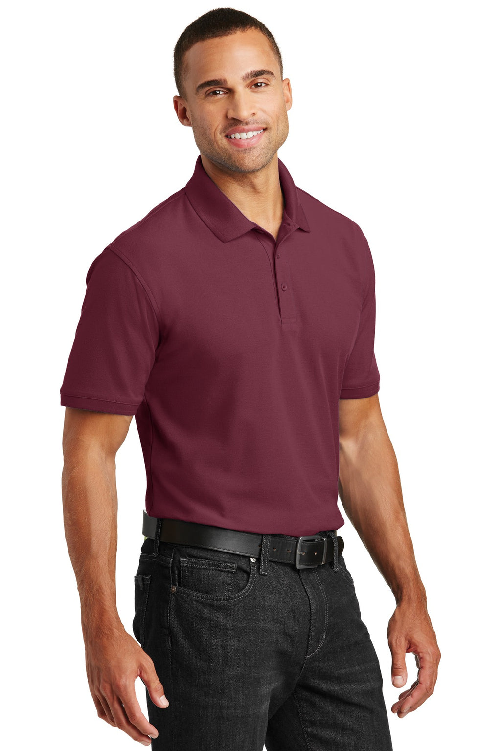Port Authority Core Classic Pique Polo. K100 - Burgundy - three_q