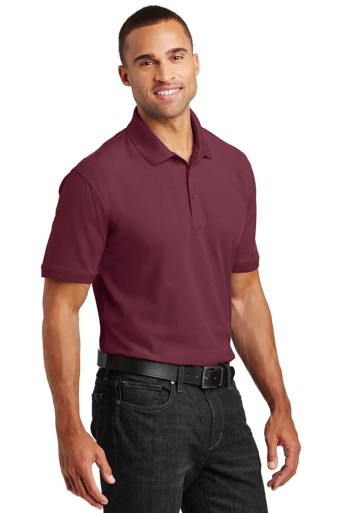 Port Authority Core Classic Pique Polo. K100 - Burgundy - three_q