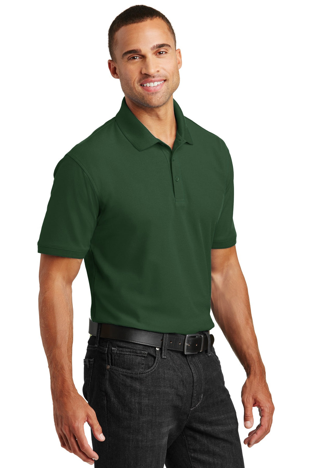 Port Authority Core Classic Pique Polo. K100 - Deep Forest Green - three_q