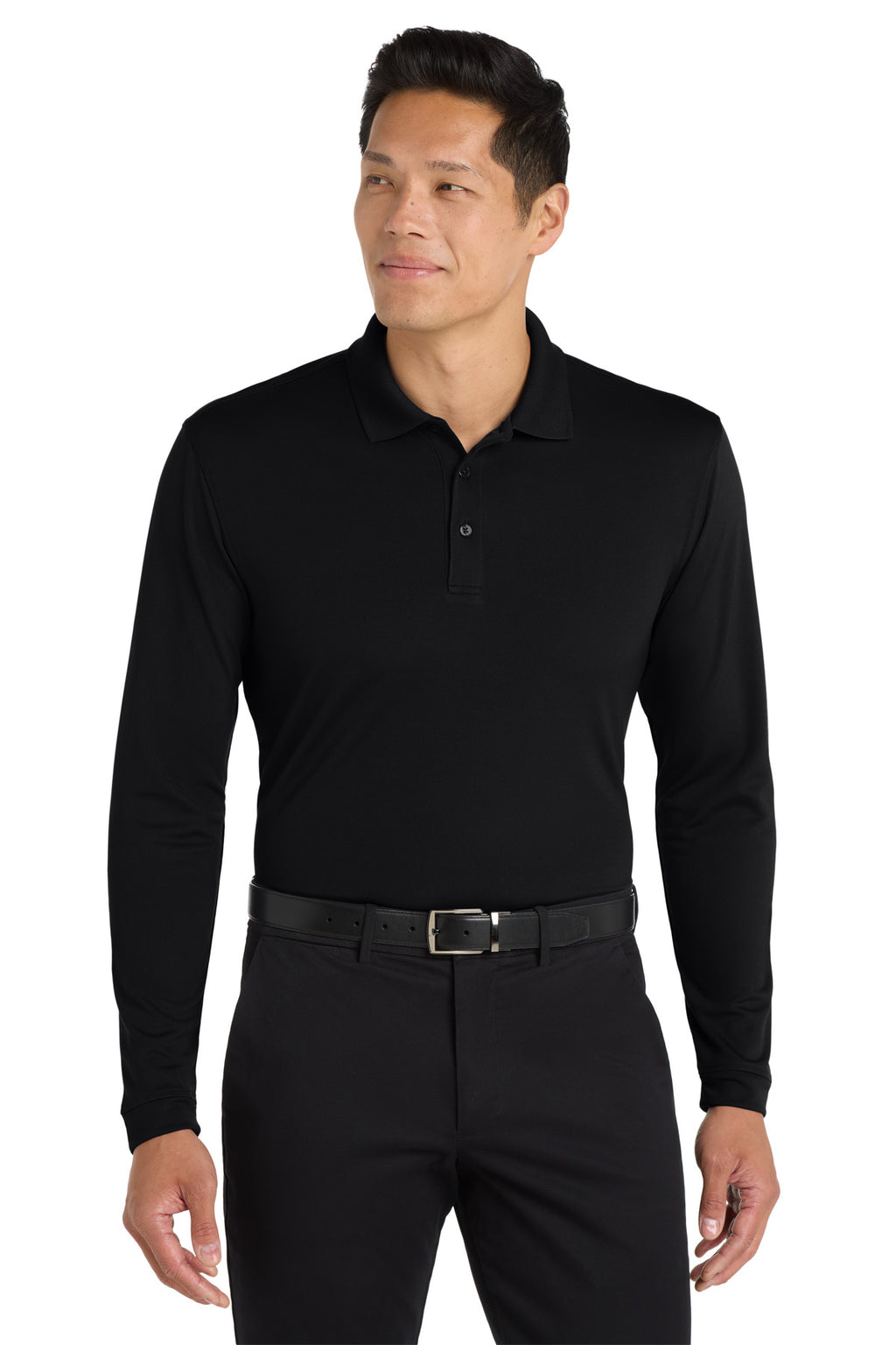 Port Authority Dry Zone UV Micro-Mesh Long Sleeve Polo K110LS - Deep Black - front