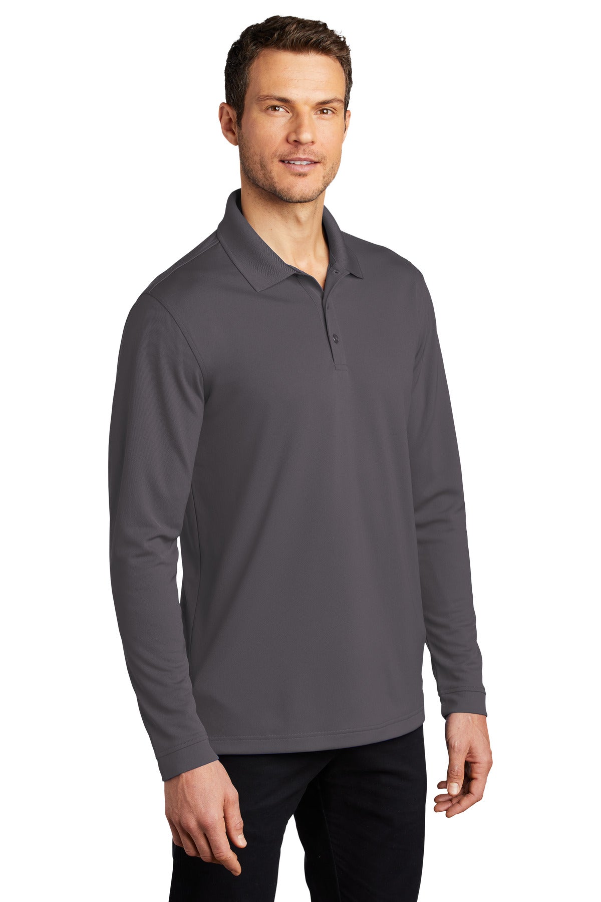 Port Authority Dry Zone UV Micro-Mesh Long Sleeve Polo K110LS - Graphite - three_q
