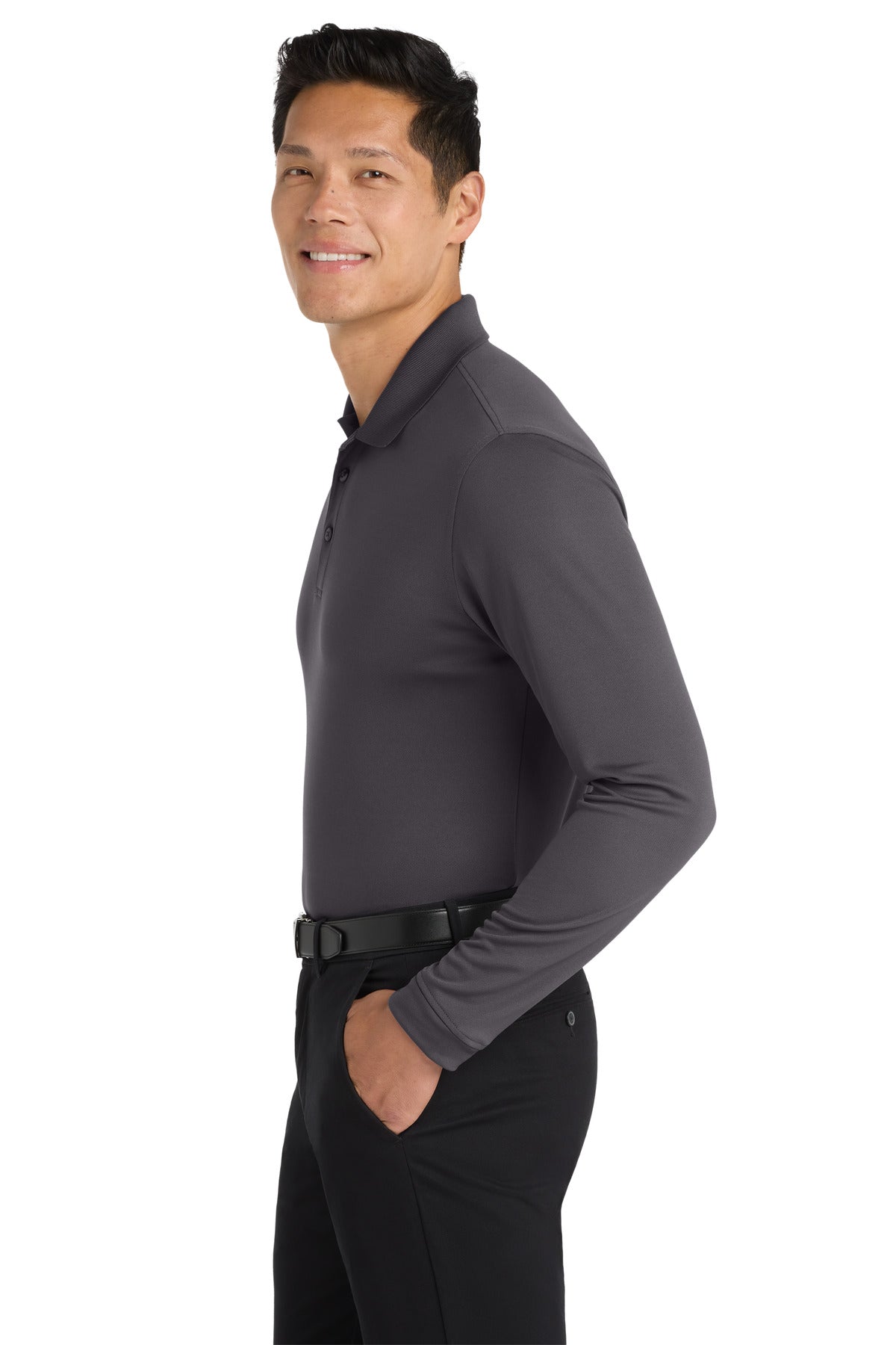Port Authority Dry Zone UV Micro-Mesh Long Sleeve Polo K110LS - Graphite - side