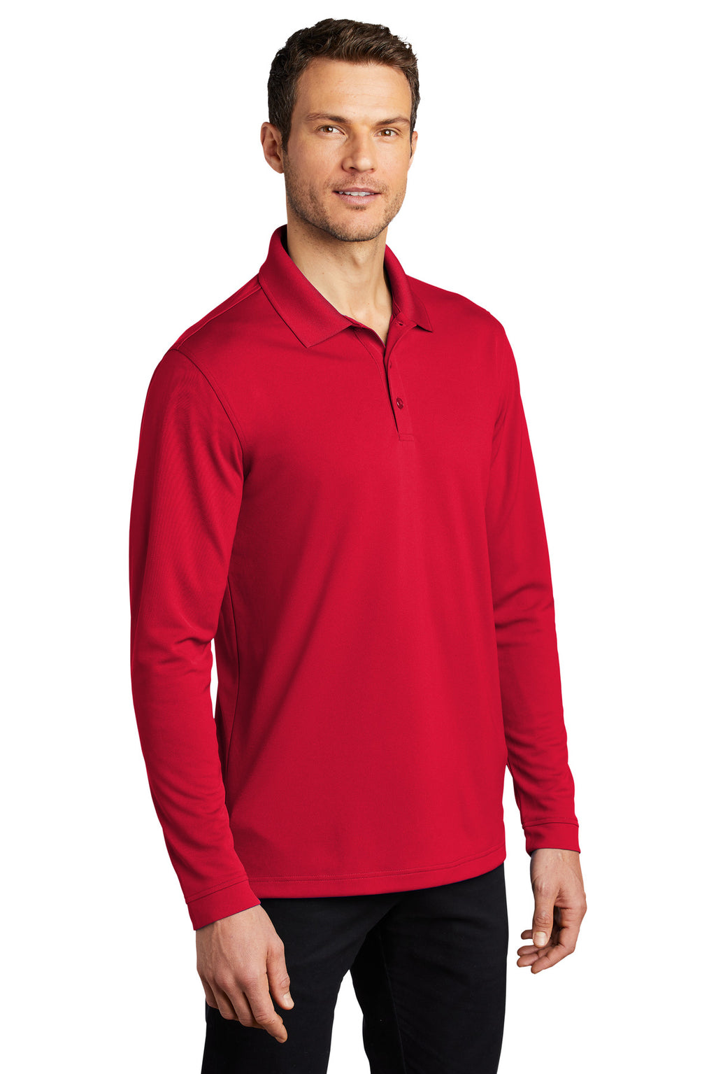 Port Authority Dry Zone UV Micro-Mesh Long Sleeve Polo K110LS - Rich Red - three_q