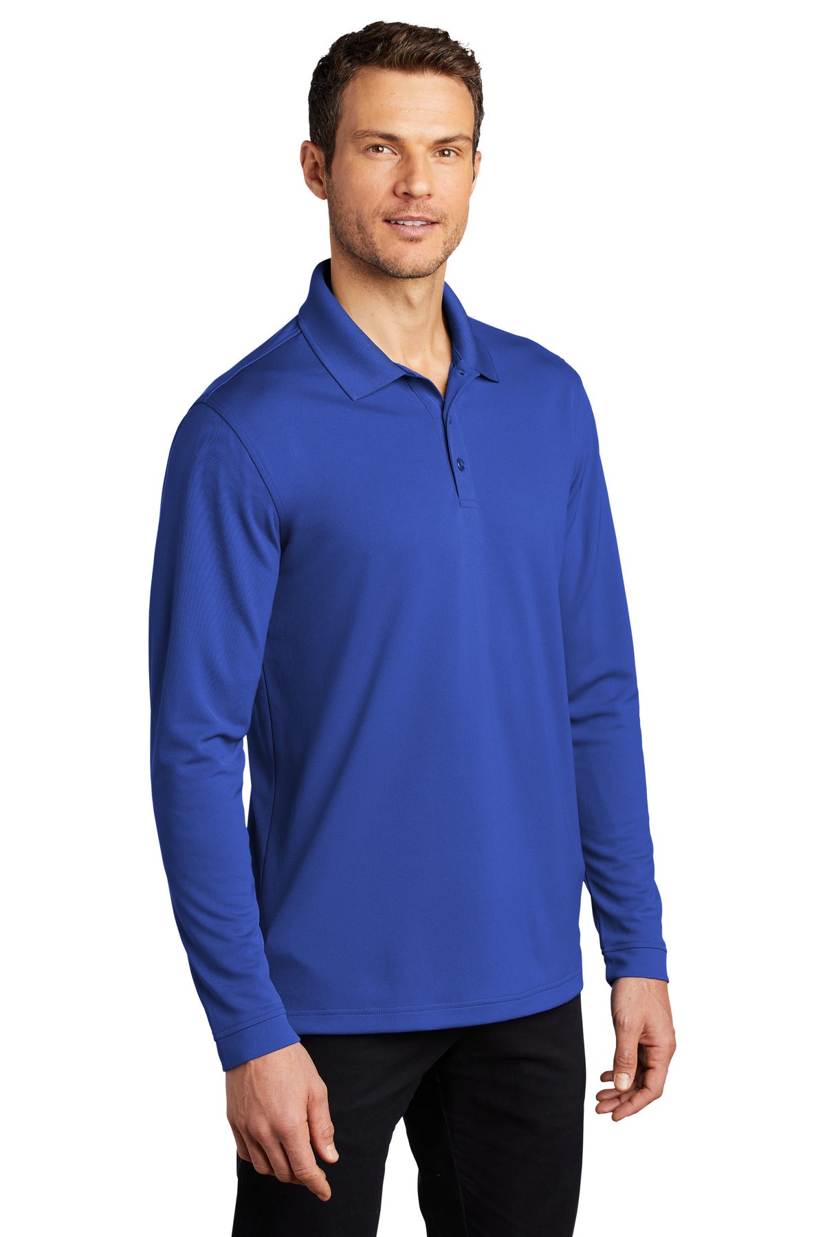 Port Authority Dry Zone UV Micro-Mesh Long Sleeve Polo K110LS - True Royal - three_q