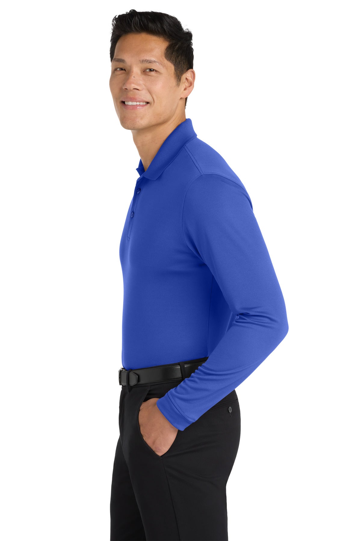 Port Authority Dry Zone UV Micro-Mesh Long Sleeve Polo K110LS - True Royal - side