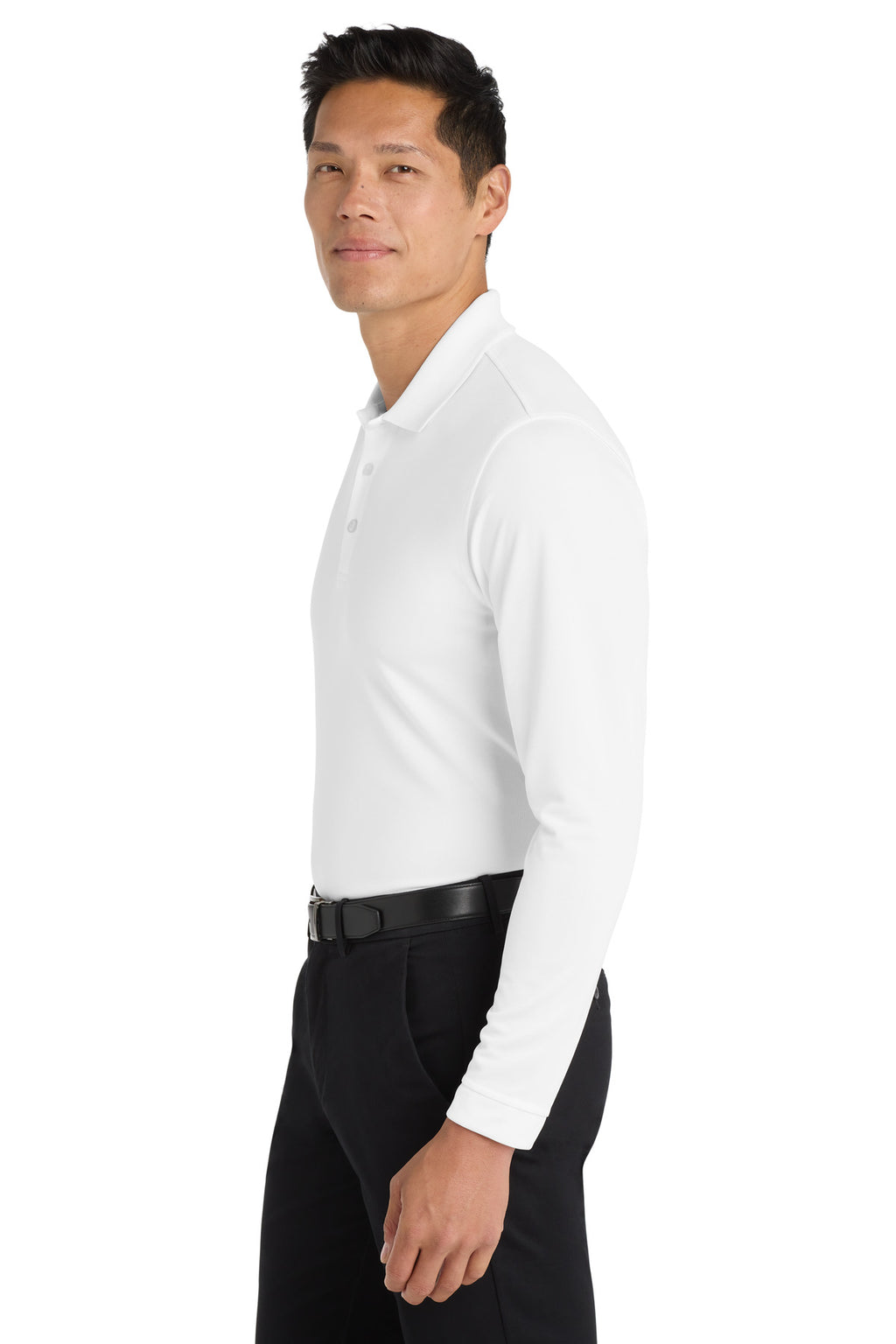 Port Authority Dry Zone UV Micro-Mesh Long Sleeve Polo K110LS - White - side