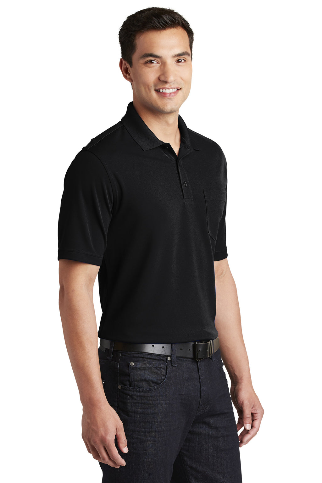 Port Authority Dry Zone UV Micro-Mesh Pocket Polo. K110P - Deep Black - three_q
