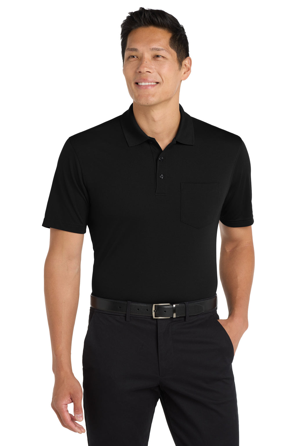 Port Authority Dry Zone UV Micro-Mesh Pocket Polo. K110P - Deep Black - front