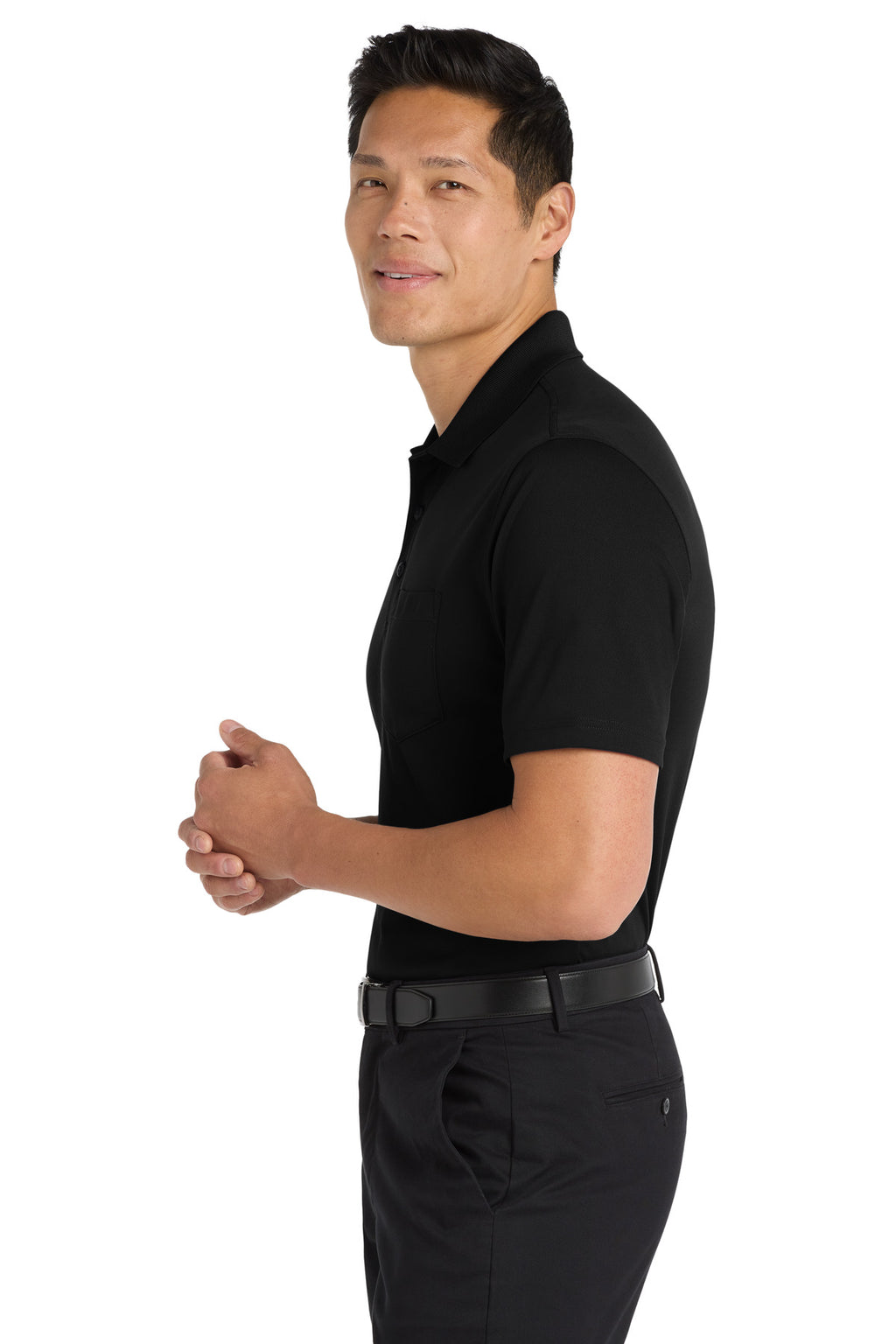 Port Authority Dry Zone UV Micro-Mesh Pocket Polo. K110P - Deep Black - side