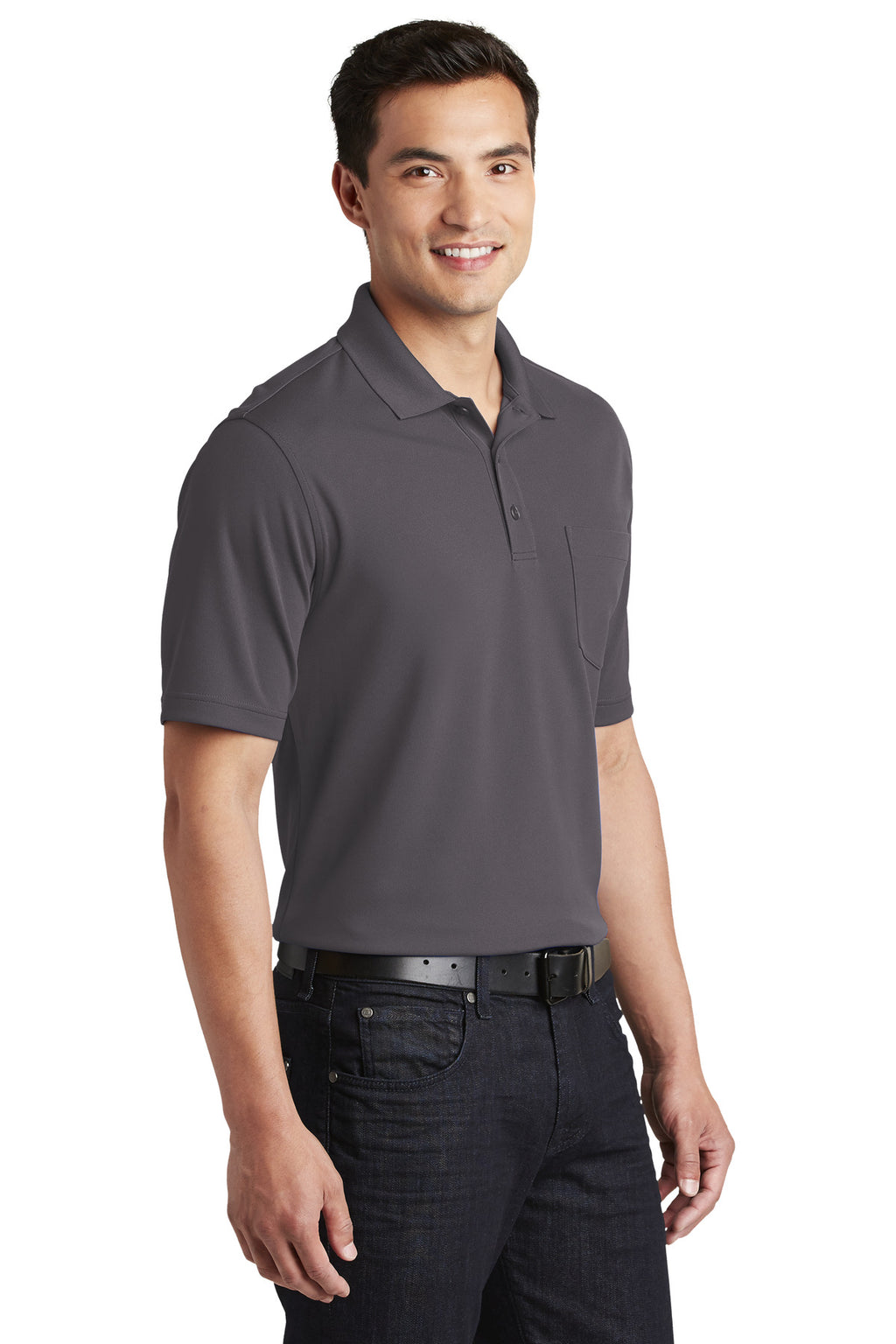 Port Authority Dry Zone UV Micro-Mesh Pocket Polo. K110P - Graphite - three_q