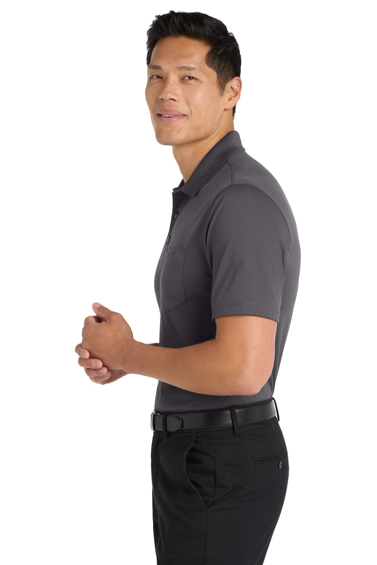 Port Authority Dry Zone UV Micro-Mesh Pocket Polo. K110P - Graphite - side