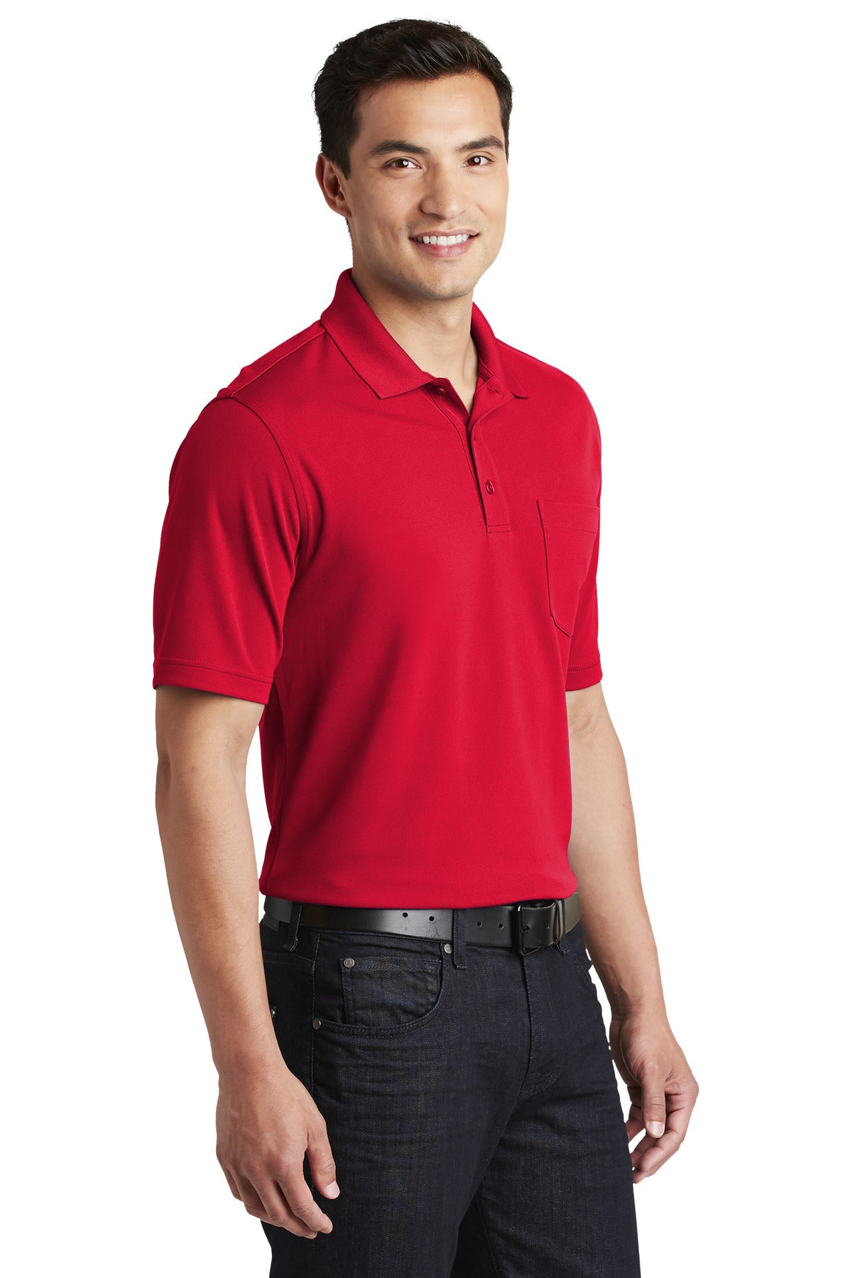 Port Authority Dry Zone UV Micro-Mesh Pocket Polo. K110P - Rich Red - three_q