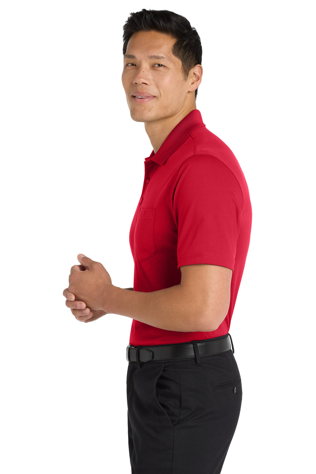 Port Authority Dry Zone UV Micro-Mesh Pocket Polo. K110P - Rich Red - side