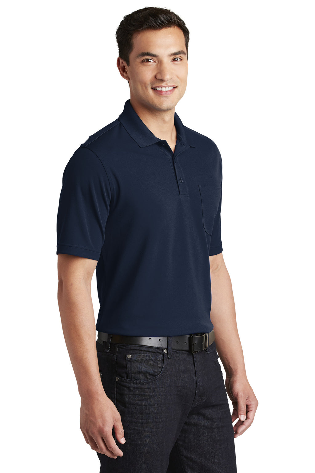 Port Authority Dry Zone UV Micro-Mesh Pocket Polo. K110P - River Blue Navy - three_q