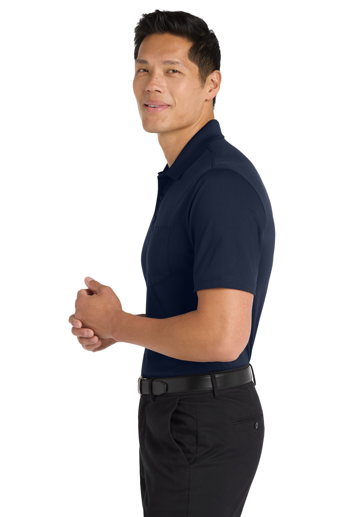 Port Authority Dry Zone UV Micro-Mesh Pocket Polo. K110P - River Blue Navy - side