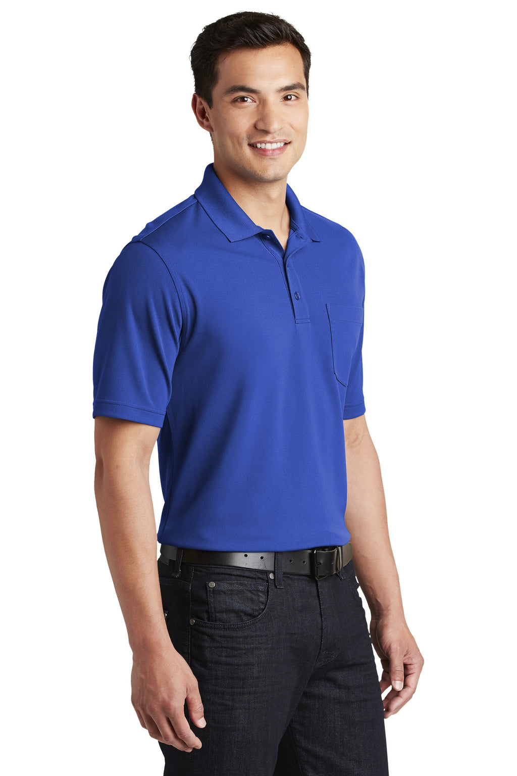 Port Authority Dry Zone UV Micro-Mesh Pocket Polo. K110P - True Royal - three_q