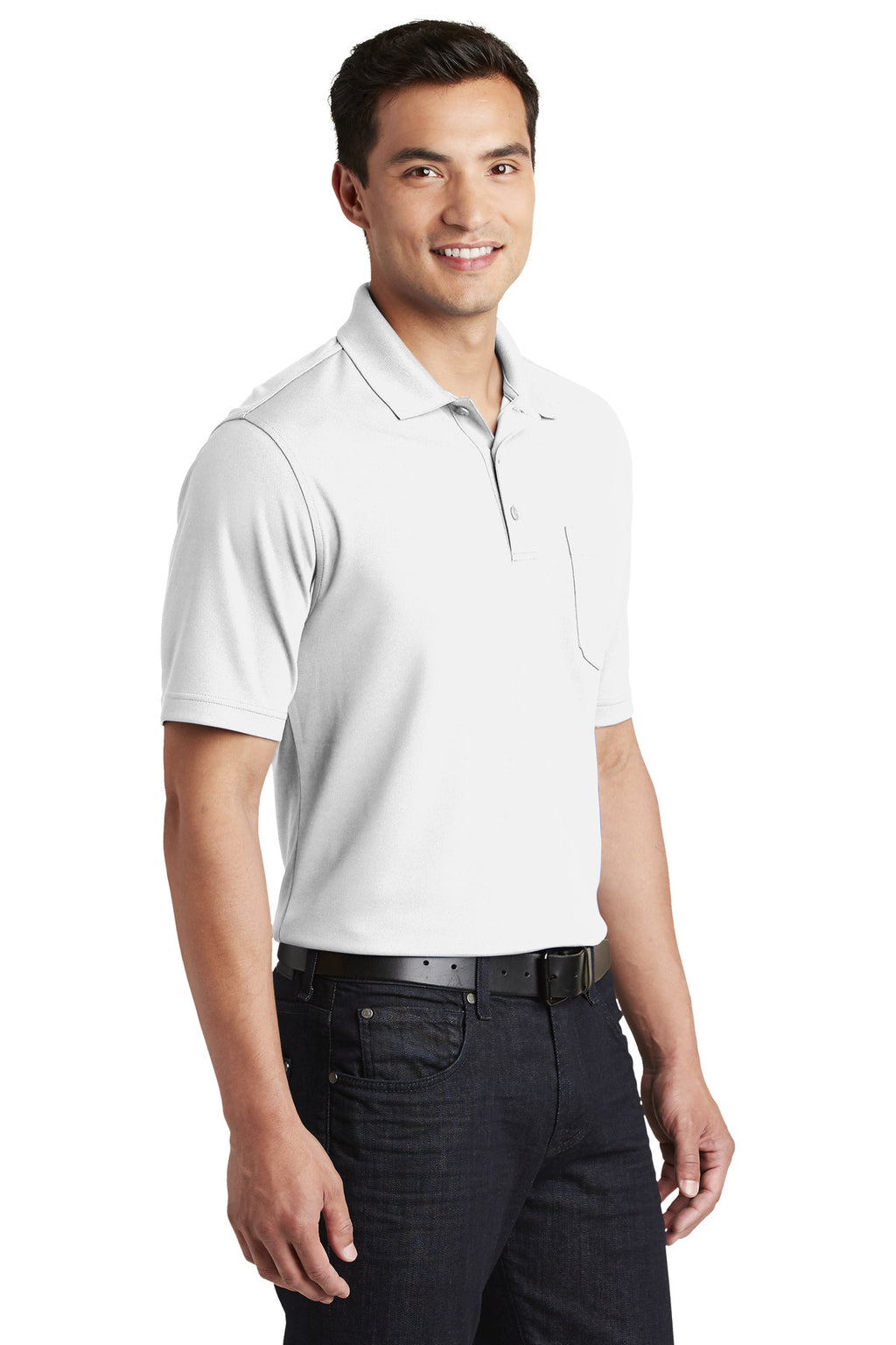 Port Authority Dry Zone UV Micro-Mesh Pocket Polo. K110P - White - three_q