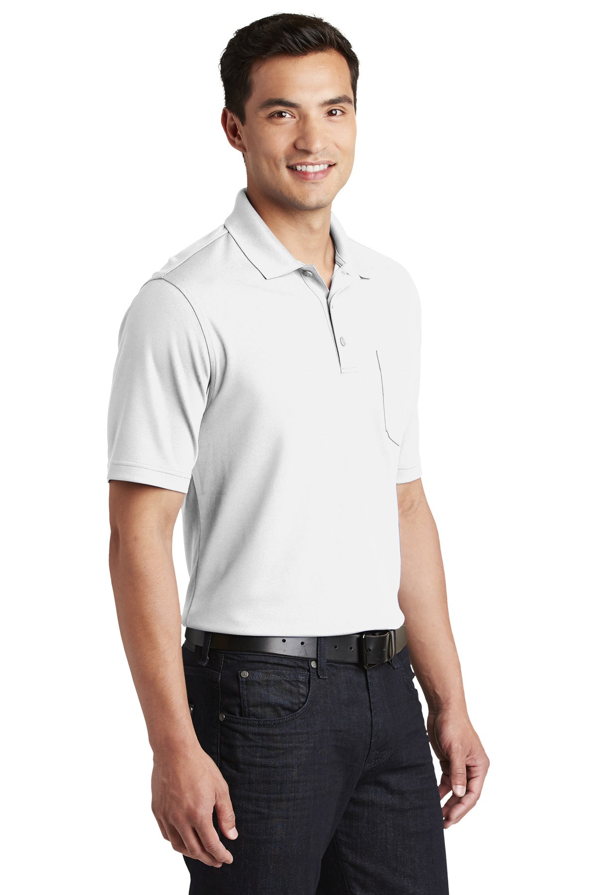 Port Authority Dry Zone UV Micro-Mesh Pocket Polo. K110P - White - three_q