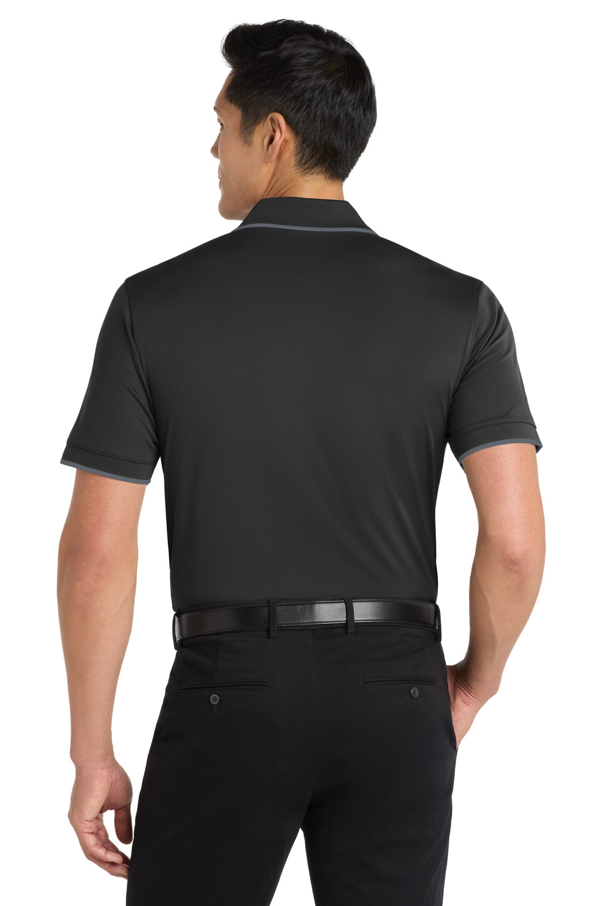 Port Authority Dry Zone UV Micro-Mesh Tipped Polo. K111 - Deep Black/ Graphite - back