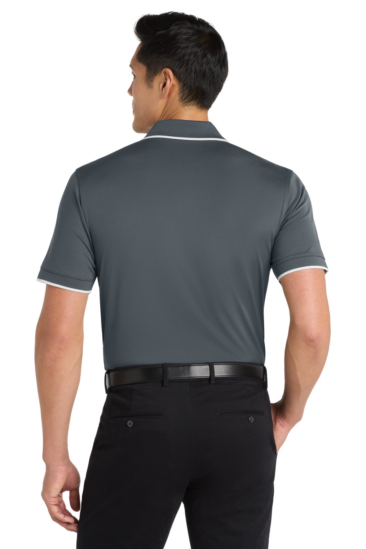 Port Authority Dry Zone UV Micro-Mesh Tipped Polo. K111 - Graphite/ White - back